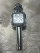 Karaoke Mic  Silver Wireless Bluetooth  Mic And Hi-fi Speaker