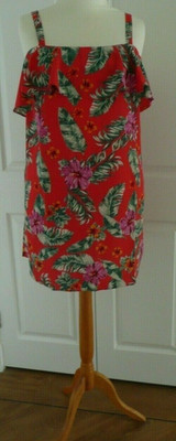 NEU Ex Matalan Sommerkleid Hibiskusmuster Größe 8-16 Strand Urlaub