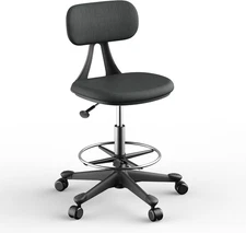 Drafting Stool with Back Support – Height Adjustable Standing Desk Stool with Ba