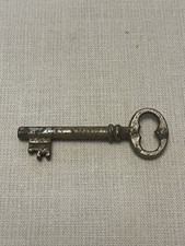 Antique Solid Shank Skeleton Key - Stamped A & G - 3" Heart Bow Iron Key