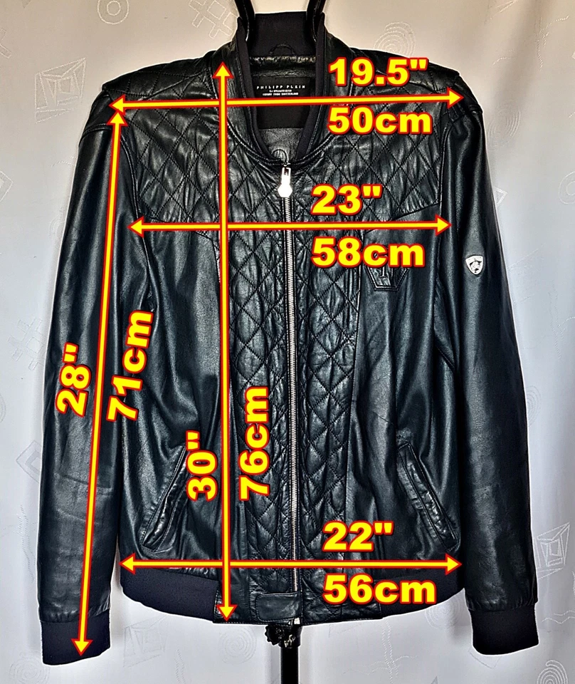 КУРТКА ИТАЛИЯ ПОДЛИННЫЙ PHILIPP ПРОСТОЙ ЛОГОТИП ТЕМНО-СИНИЙ КОЖАНЫЙ МУЖЧИН US46 EU56 - Изображение 2 из 4