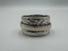 Vintage Textured Sterling Silver Rotating Center Band - Size 7 & 13g