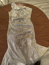 Xscape Dress Glitter Sand. One Shoulder Size 10 New