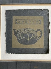 Etching of  Yu Yuen Hong. The style is primitive, yet artistic. Small 4x4.25”