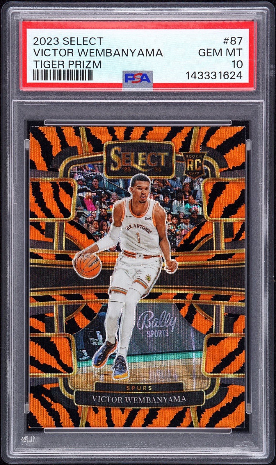 2023 PANINI SELECT TIGER PRIZM #87 VICTOR WEMBANYAMA PSA 10 ROOKIE CASE HIT