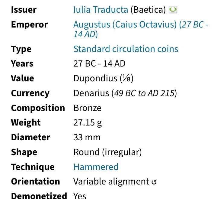 Emperador Augusto Sestercio Cayo y Lucio 27 aC-14 dC Julia Traducta escaso Foto 3 de 4