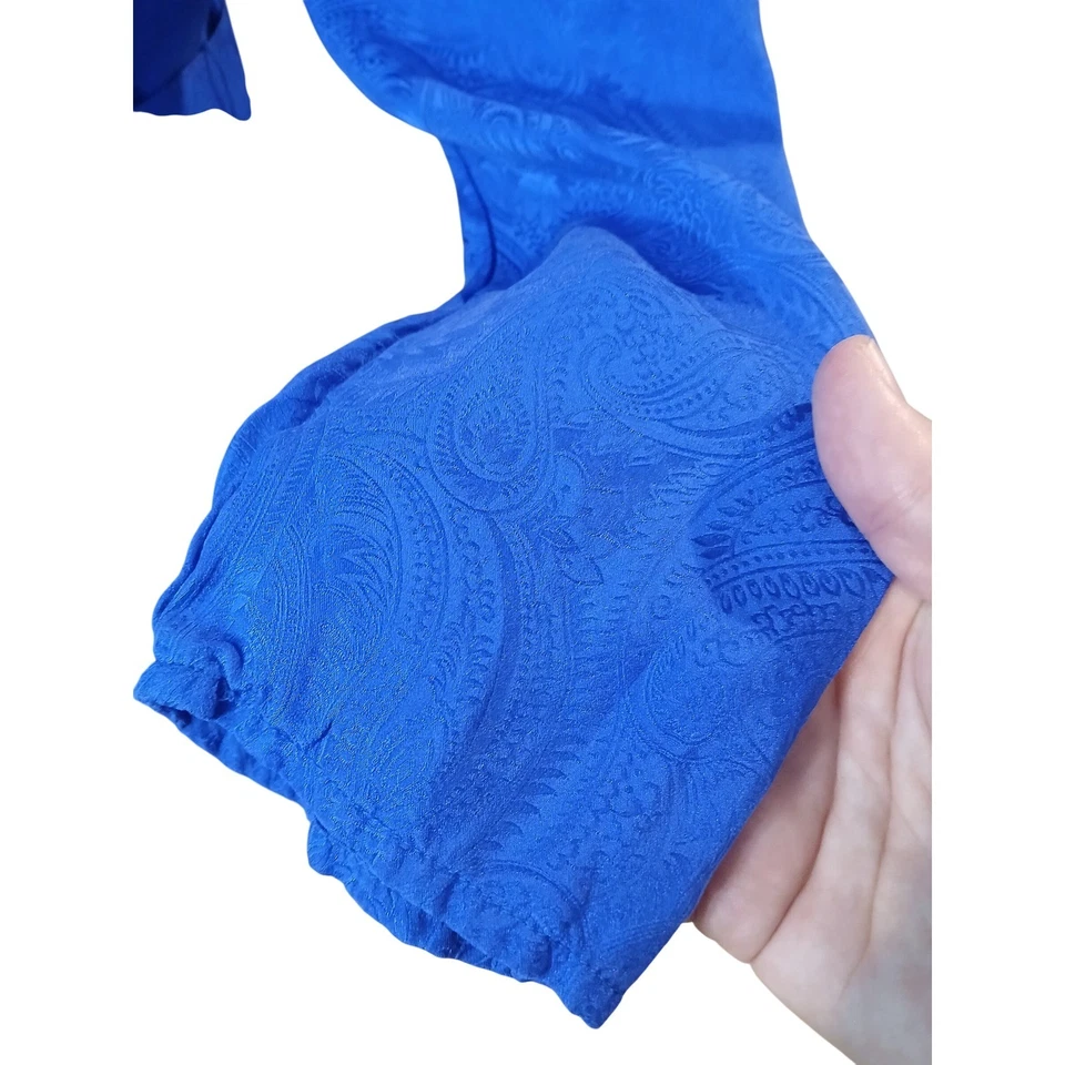 Винтажное женское шелковое миди-платье Adrianna Papell с узором пейсли на пуговицах спереди подпоясанное 14 - Изображение 3 из 4