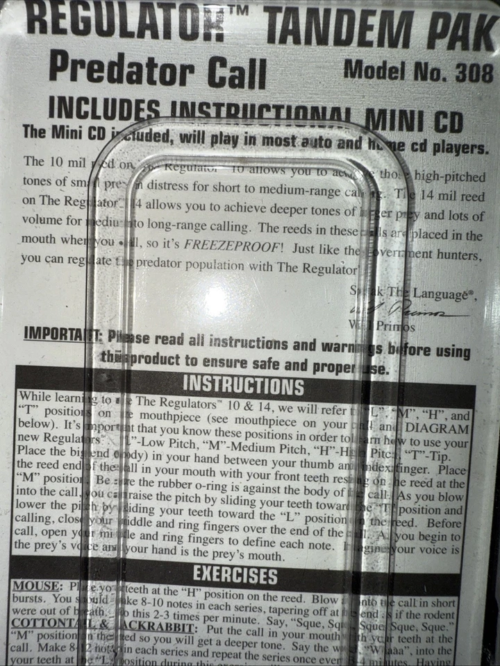 NOS Pair of Primos Mouth Predator Calls Rabbit Squealers Higher and Lower Pitch - Image 4 of 4