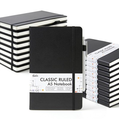 feela 18 Pack Journal Notebook for Work, Business Bulk 18 Black