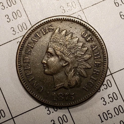 1875 1c Indian Head Small Cent - XF/AU - SKU-Z6146