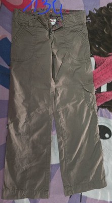 Yigga Mädchen Cargo Hose Grau Canvas Baumwolle Gr. 134 gerades Bein Taschen
