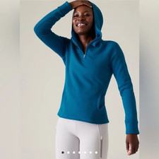 Athleta Altitude Polartec Hoodie Sweatshirt Dark Lapis Blue sz M 791916 NEW
