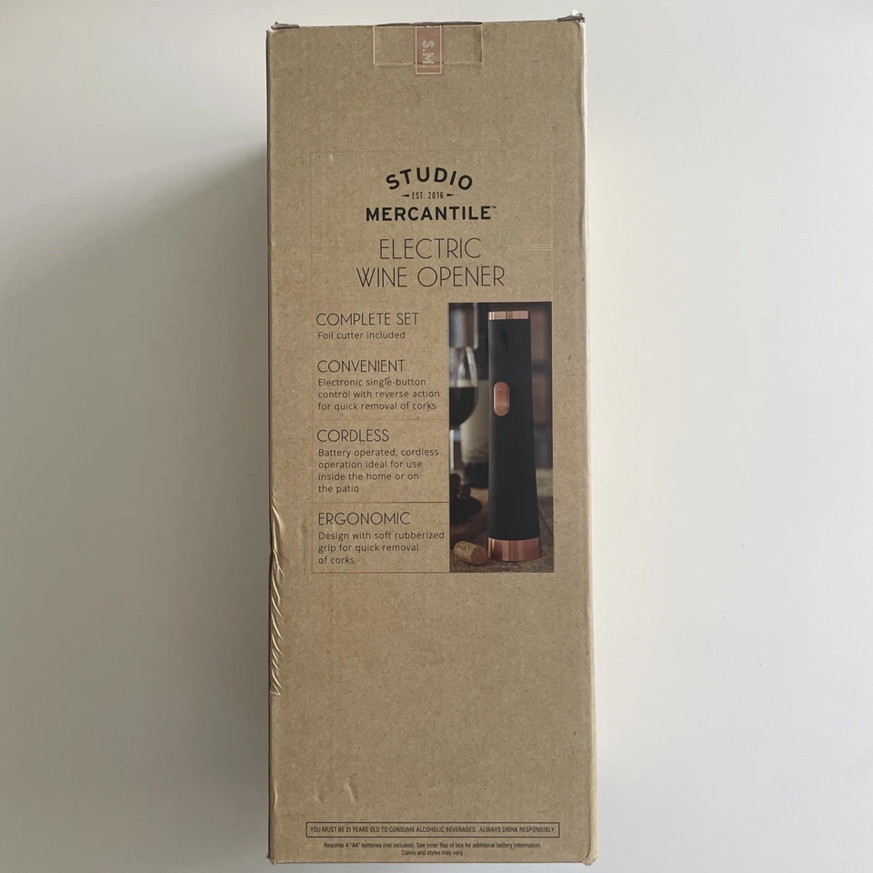 Studio Mercantile, abridor de vino eléctrico, control de un solo botón y cortador de láminas Foto 3 de 4