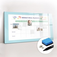 Glas Magnetboard Mit Schwamm Marker Magneten Set BüRo Mahlzeitenplaner 120X60 Cm