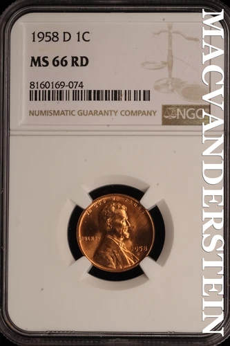 1958-D Lincoln Wheat Cent - NGC MS 66 RD - Brilliant Uncirculated  #SLE119