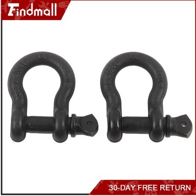 Findmall 2 Pack 3/4'' Black Arch-Shaped D Ring Shackles 4.75 Ton Working Load