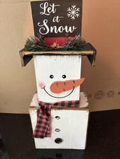 Rustic Wooden Snowman Porch Decor Let It Snow Sign 19" Christmas Decoration