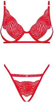 Obsessive Mellania Women's Sexy Lingerie Set Size L/XL Bra & Knickers Red Lace
