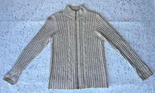 VTG Womens Sz Small HIGH SIERRA Brown Full Zip Cable Knit Sweater