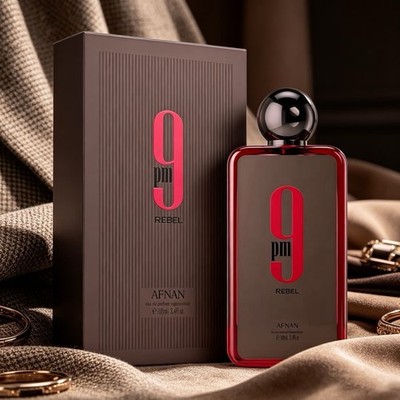 Afnan 9 PM Rebel Eau de Parfum Spray, Regular Size 3.4 fl oz