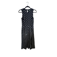 Lauren Ralph Lauren Polka Dot Sleeveless Midi Dress Black White Size 2, preppy