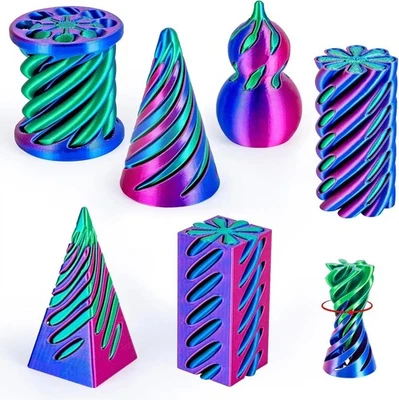 6 Pack Spiral Cone Fidget Toys, 3D Printed Impossible Pass-Through Anxiety Toy