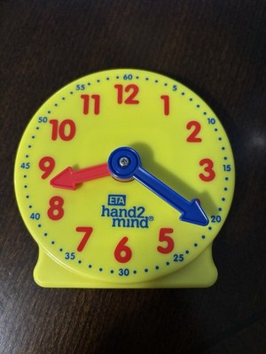 Hand2mind Number Clock Yellow Learning Geared Clock Size 4''