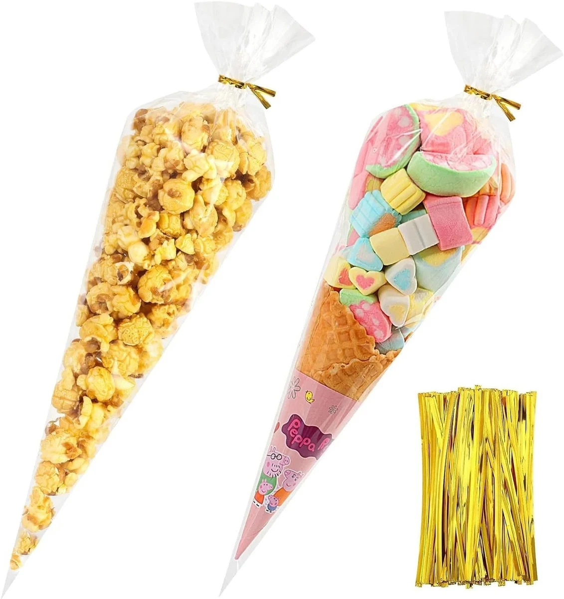 50 Sacchetti Trasparenti Per Caramelle E Biscotti 15x20 Cm – Con Fascette, Per Bomboniere E Regali