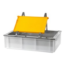 Naczynia odkrywcze wykonane z plastikowej wanny 61x41x17cm, wkładka ze stali nierdzewnej, blacha kroplowa 