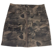 American Bazi Skirt Womens Size S Camo Olive Full Zip Front Pockets Stretch