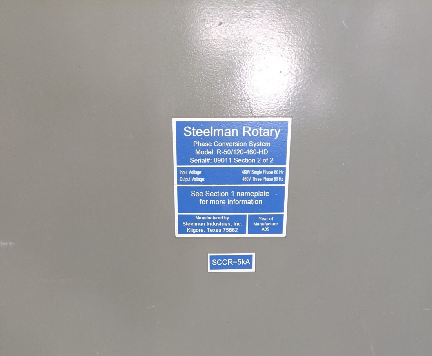 Steelman Rotary 100HP 460V Three Phase Converter eBay