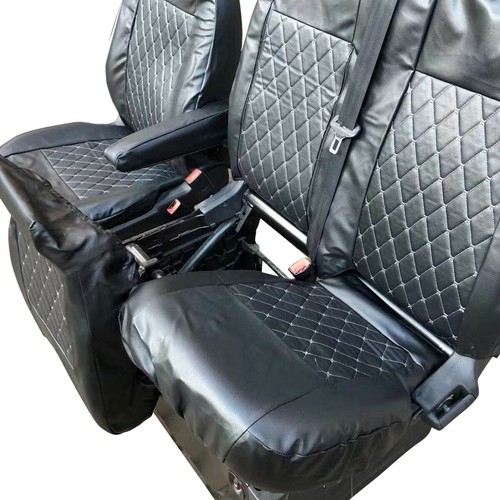 FULLY TAILORED LEATHER QUILTED SEAT COVERS for FORD TRANSIT CUSTOM 2013 on - Picture 11 of 12
