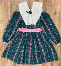 Vintage Ruth of Carolina Floral Dress Green Pink Girl s Size 6 Long Sleeves