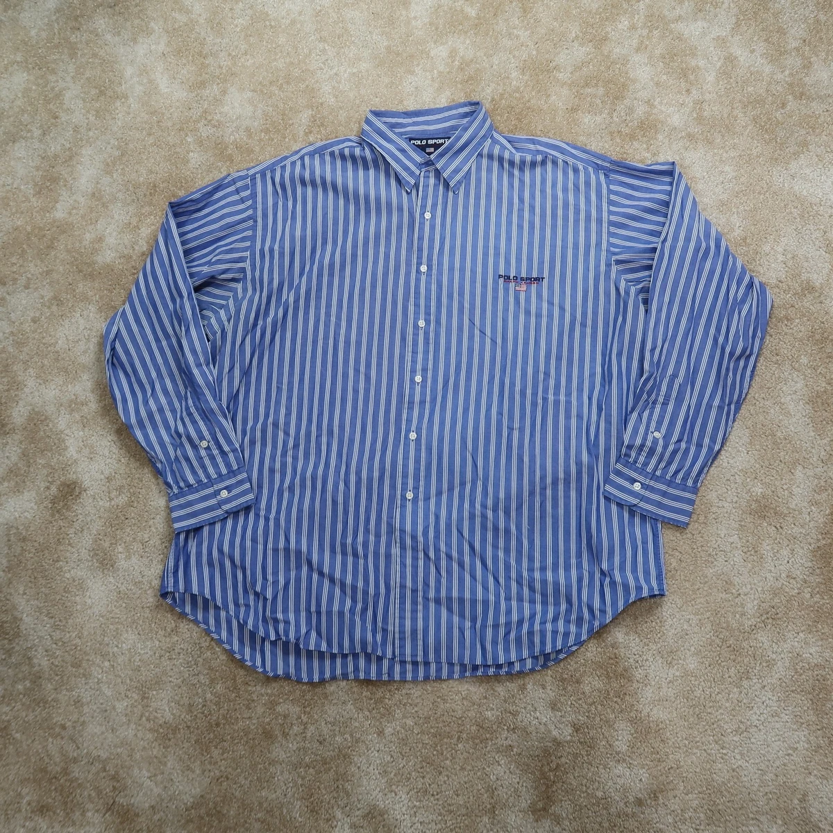 Polo Ralph Lauren Blue Button Front Lowell Sport Shirt Men's 2XL