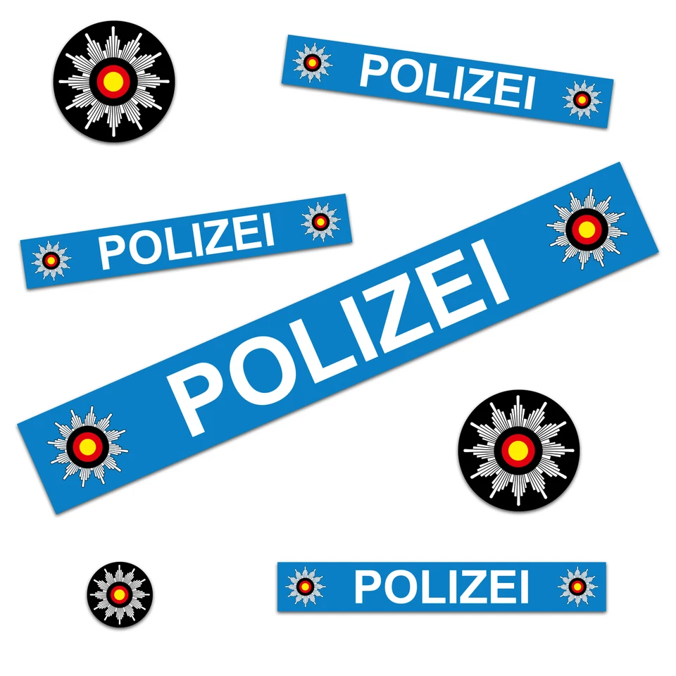 6er Set Polizei Blau Aufkleber Folie Kinder Spielaufkleber Modellbau Shirt - Bild 3 von 4