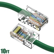 10FT Cat5e RJ45 Ethernet LAN Network UTP Non-Booted Patch Cable Copper Green