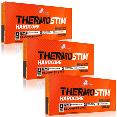 3er Pack Thermo Stim Hardcore 60 Kaps - Thermogener Fatburner für Stoffwechsel