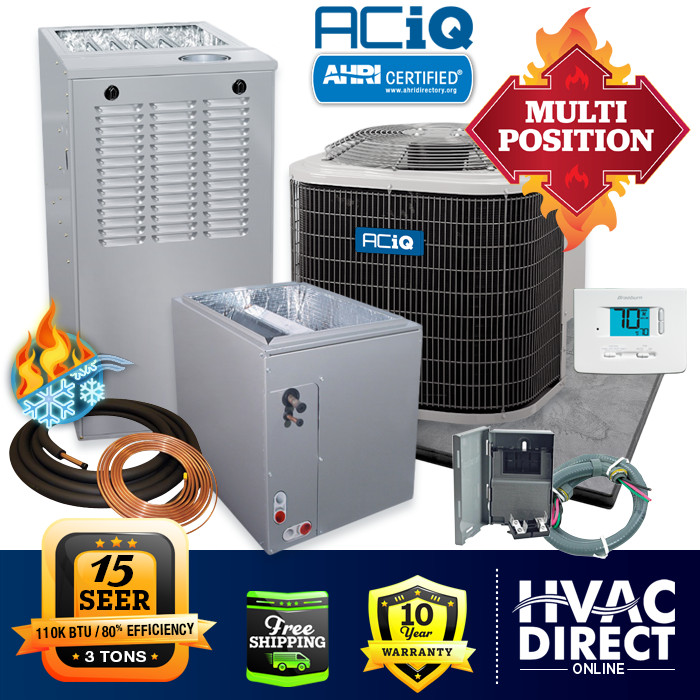 3 Ton ACiQ-Heil by Carrier 15 SEER 80% 110K BTU Gas Furnace/AC System w/Kit  | eBay
