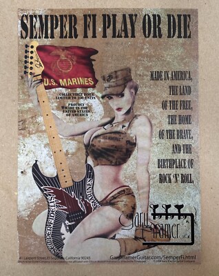 2008 Gary Kramer Guitar Print Ad Semper Fi US Marine Girl