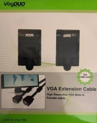 VogDuo  VGA Monitor Extension Cable, 6', Black