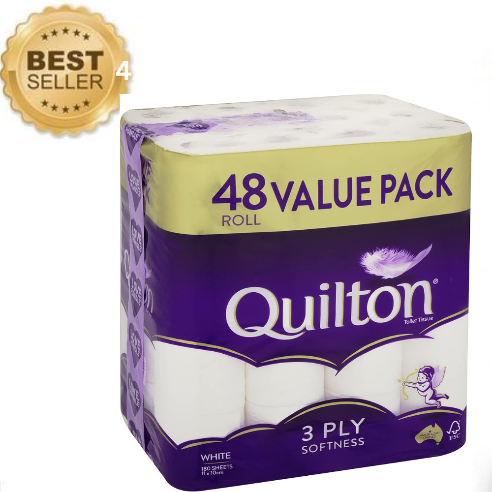 48x Quilton Toilet Paper Tissue Rolls 3-Ply 180 Sheets Best Price