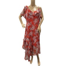 Vince Camuto Dress Womens Size 14 One Shoulder Ruffled Floral Midi Asymmetrical