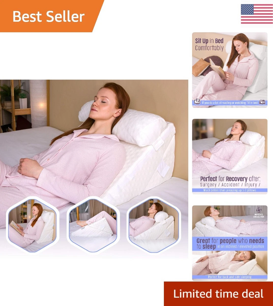 Flexicomfort Knee Pillow for Side Sleepers - Removable Memory Foam