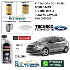 TAGLIANDO 4 FILTRI E OLIO ORIGINALE FORD 5W30 FORD C-MAX II 1.6 TDCI 70KW 95 CV