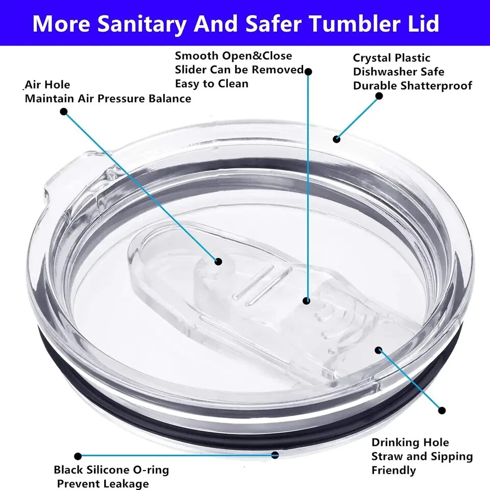 Spillproof 30 Oz Tumbler Lids - 2 Replacement Lids for Stainless Steel Tumblers