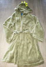 boys size 7 DINOSAUR green BATH ROBE WITH BELT HOOD by FREE STYLE SO SOFT 