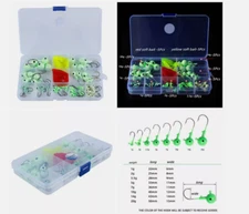 1-20g Luminous Lead Jig Head Fishing Hook Head 10Pcs soft bait Kit 120Pcs Box