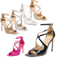 Women Stilettos High Heel Square Toe Ankle Strap Party Wedding Dress Heel Sandal