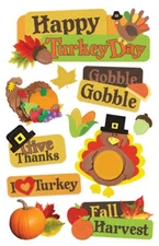 Paper House Productions HAPPY TURKEY DAY 3D Stickers - 11 pcs