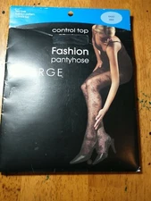 Tea rose pattern/Spring Mesh black plus Control Top Pantyhose -NEW